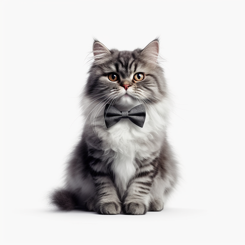 5D Diamond Painting Gray Bow Tie Cat Kit