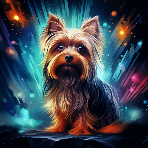 5D Diamond Painting Blue Background Abstract Yorkie Kit