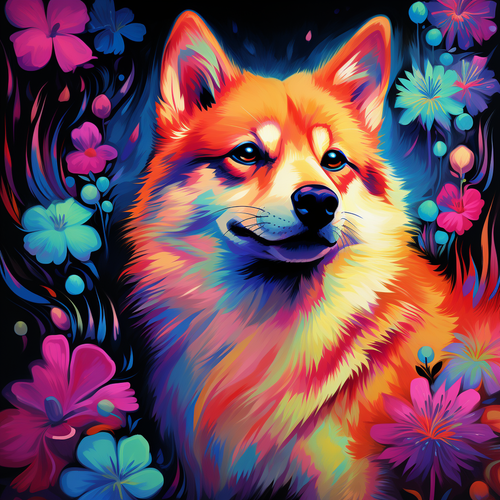 5D Diamond Painting Bright Colored Shiba Inu Kit