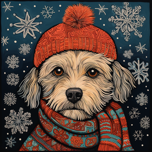 5D Diamond Painting Knitted Scarf Dog Kit