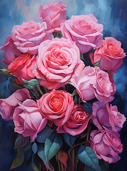 5D Diamond Painting Shades of Pink Roses and Leaves Kit - Bonanza ...