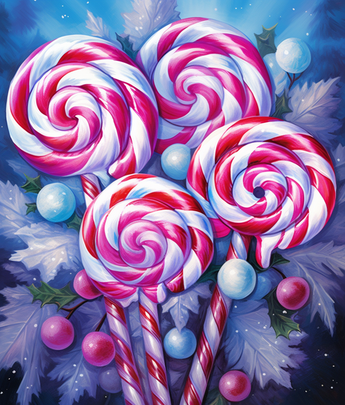 5D Diamond Painting Peppermint Swirl Lollipops Kit