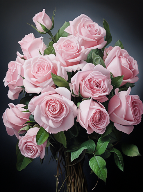 5D Diamond Painting Long Stemmed Pink Roses Kit