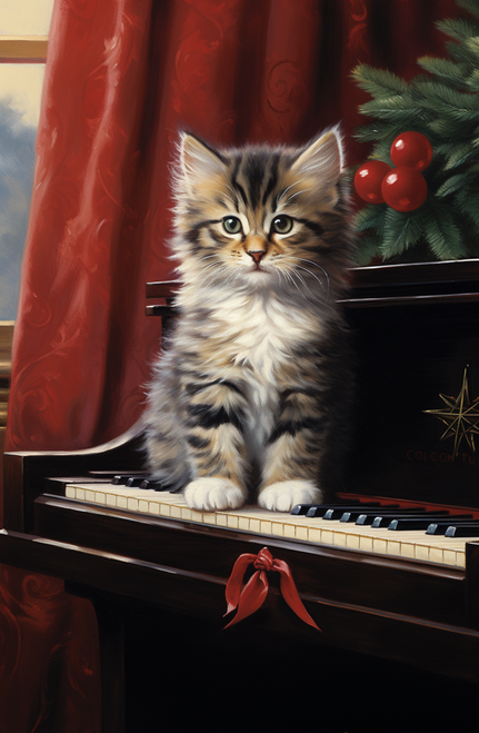 5D Diamond Painting Kitten on the Piano Keys Kit