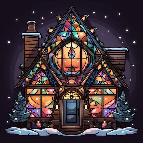 5D Diamond Painting Abstract Christmas Snow Cottage Kit