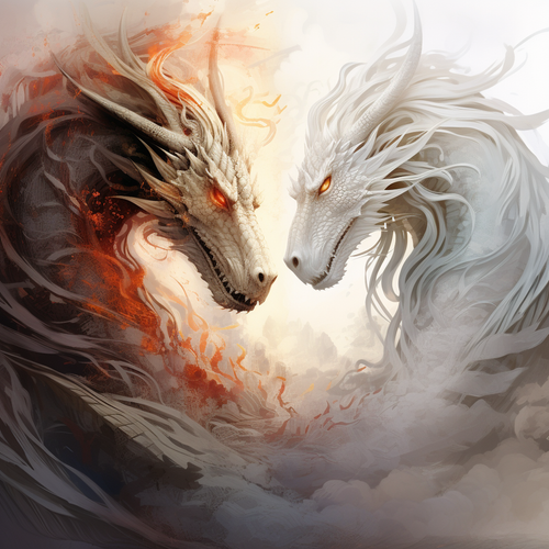 5D Diamond Painting Fire and White Dragon Kit