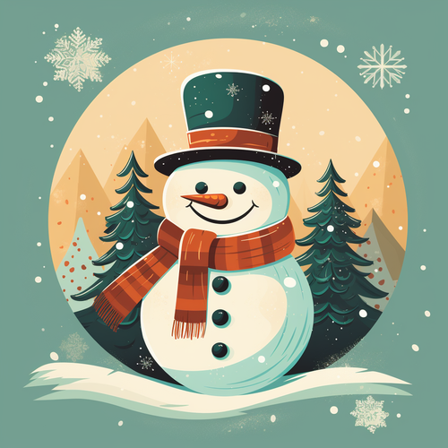 5D Diamond Painting Retro Style Snowman Kit