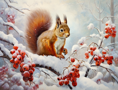 5D Diamond Painting Snow Squirrel Kit
