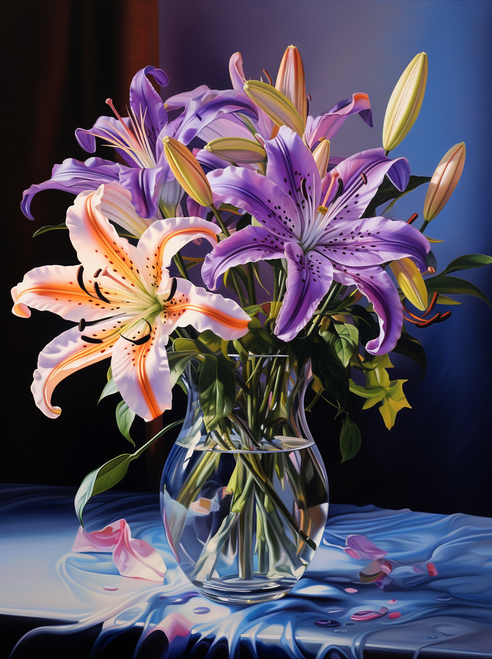 5D Diamond Painting Purple and Orange Lilies Kit