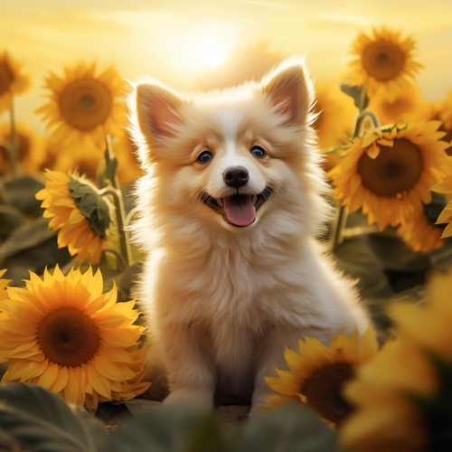 5D Diamond Painting Corgi Sunflowers Kit