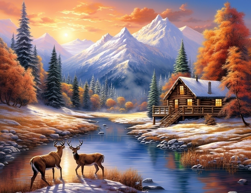 5D Diamond Painting Deer in the Flowers Kit - Bonanza Marketplace