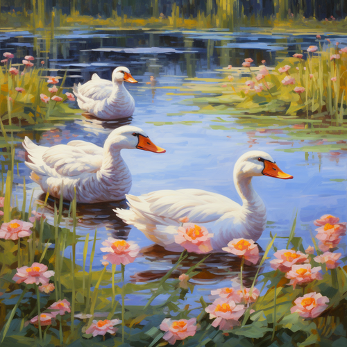 5D Diamond Painting Three Swimming Geese Kit