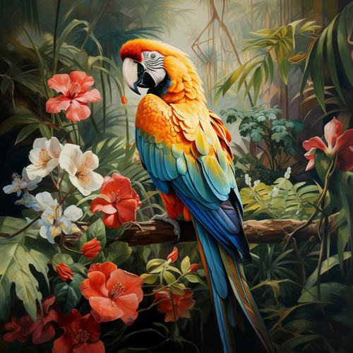 5D Diamond Painting Macaw on a Wood Perch Kit