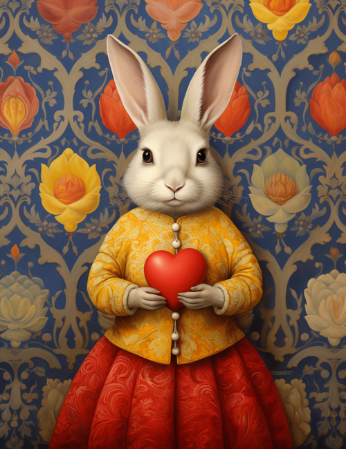 5D Diamond Painting Yellow Jacket Rabbit with Heart Kit