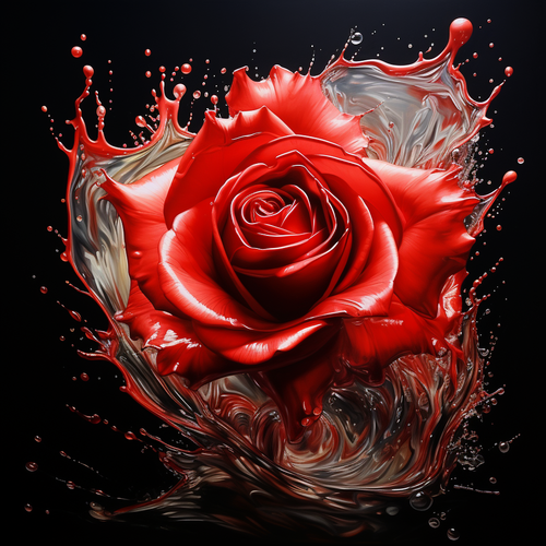 5D Diamond Painting Red Rose Splash Kit