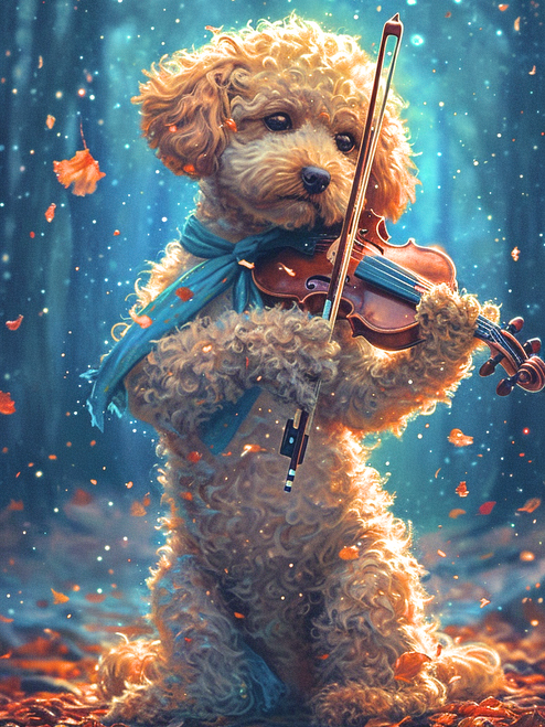 5D Diamond Painting Poodle Violinist Kit