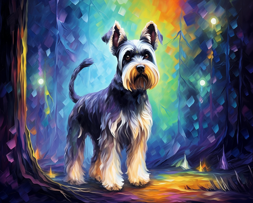 5D Diamond Painting Black Pattern Background Schnauzer Kit