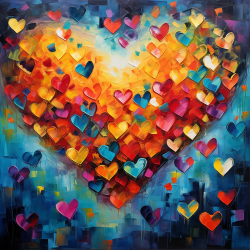 5D Diamond Painting Heart and Hearts Abstract Kit