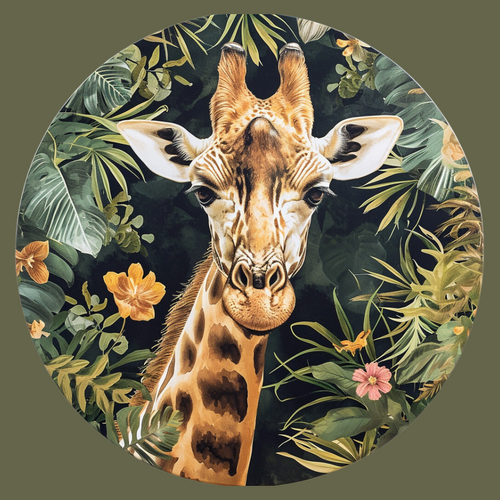 5D Diamond Painting Giraffe in the Jungle Circle Kit