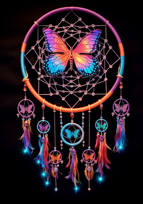 5D Diamond Painting Butterflies and Feathers Dream Catcher Kit