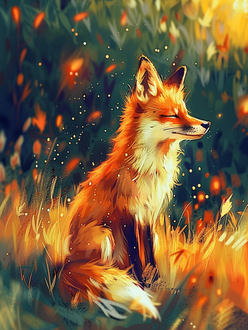 5D Diamond Painting Abstract Fox in the Sun Kit