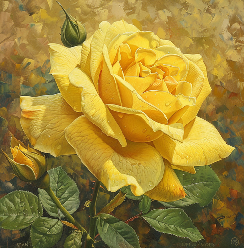 5D Diamond Painting Large Yellow Dew Drop Rose Kit