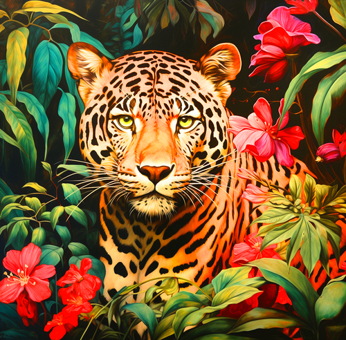 5D Diamond Painting Yellow Eye Leopard Kit