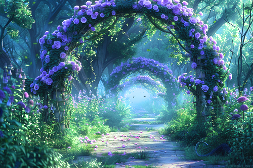 5D Diamond Painting Purple Rose Forest Arches Kit
