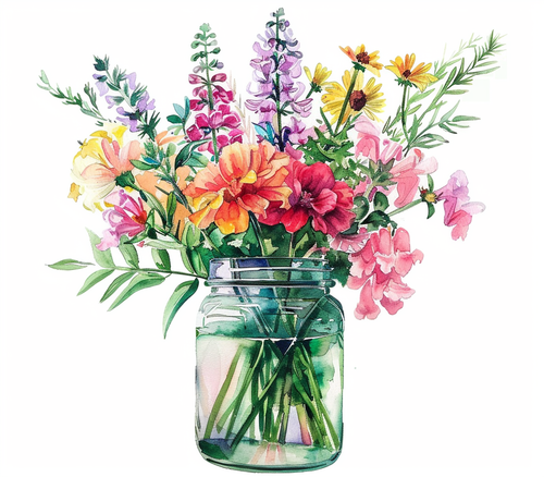 5D Diamond Painting Mixed Flower Jar Kit