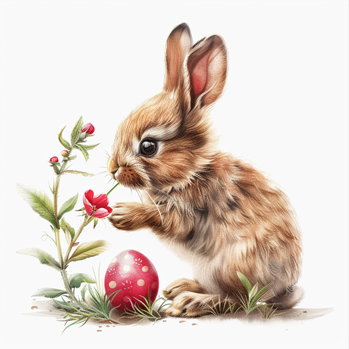 5D Diamond Painting Spotted Egg and Little Rabbit Kit