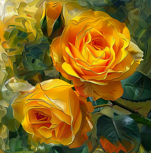 5D Diamond Painting Abstract Shape Dark Yellow Roses Kit