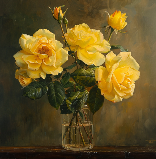 5D Diamond Painting Jar of Yellow Roses Kit