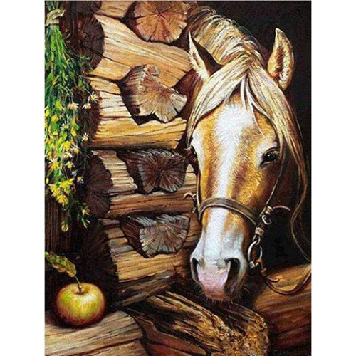 5D Diamond Painting Horse and Apple Kit