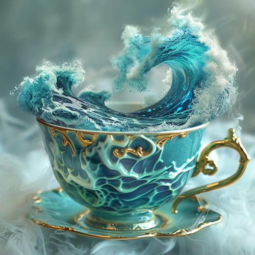 5D Diamond Painting Wave in a Tea Cup Kit