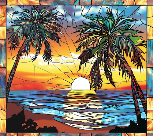 5D Diamond Painting Abstract Beach Sunset Kit