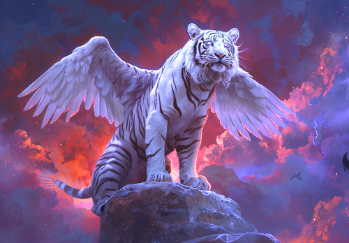 5D Diamond Painting Red Sky Winged Tiger Kit