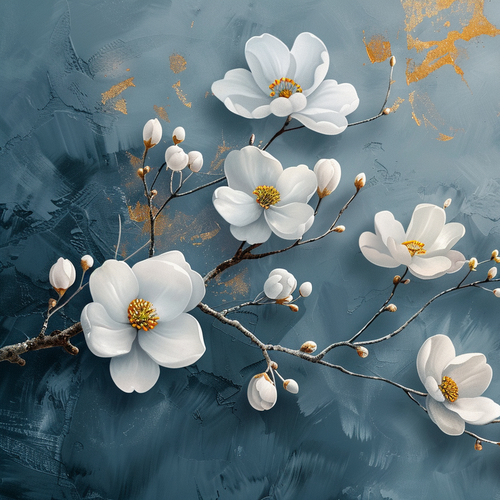 5D Diamond Painting White Flowers on Branches Kit