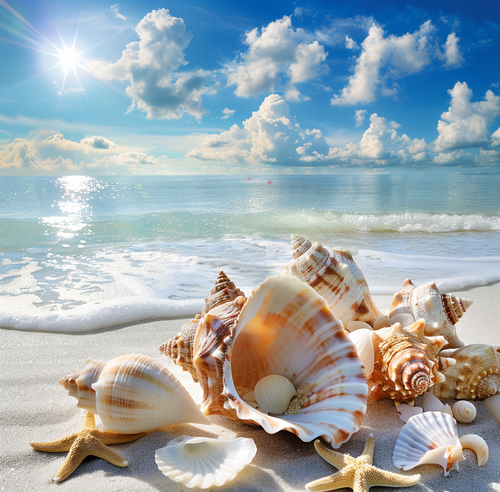 5D Diamond Painting Shells on the White Sand Beach Kit