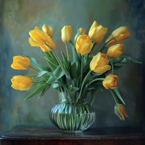 5D Diamond Painting Glass Vase of Yellow Tulips Kit