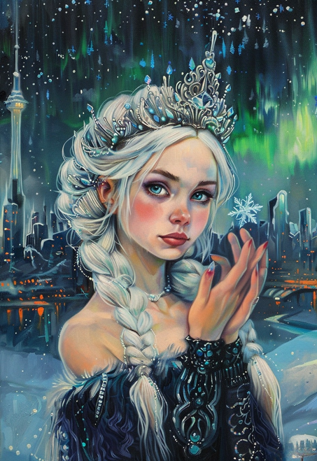 5D Diamond Painting White Snowflake Winter Princess Kit