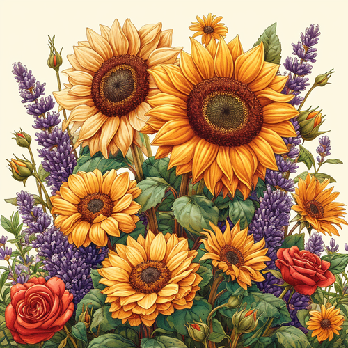 5D Diamond Painting Sunflowers in the Garden Kit