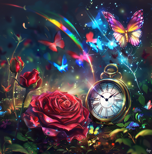 5D Diamond Painting Red Rose Pocket Watch Kit