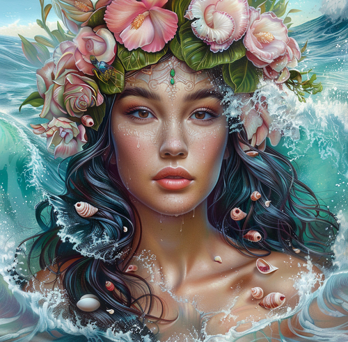 5D Diamond Painting Flower Crowned Goddess of the Sea Kit