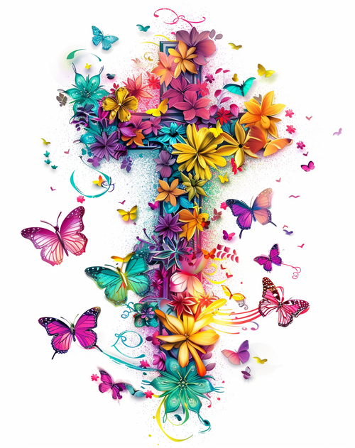 5D Diamond Painting Colorful Flower and Butterfly Cross Kit