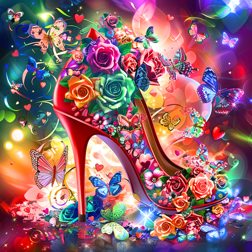 5D Diamond Painting Colorful Roses Red Stiletto Kit