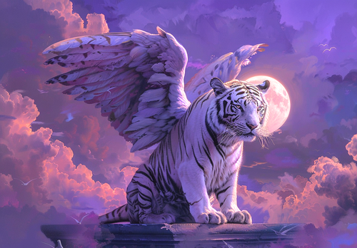 5D Diamond Painting Moon and Winged Tiger Kit