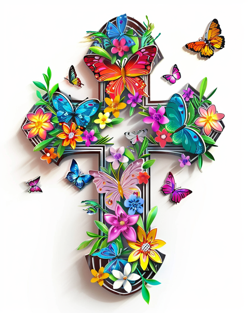 5D Diamond Painting Colorful Butterfly Cross Kit