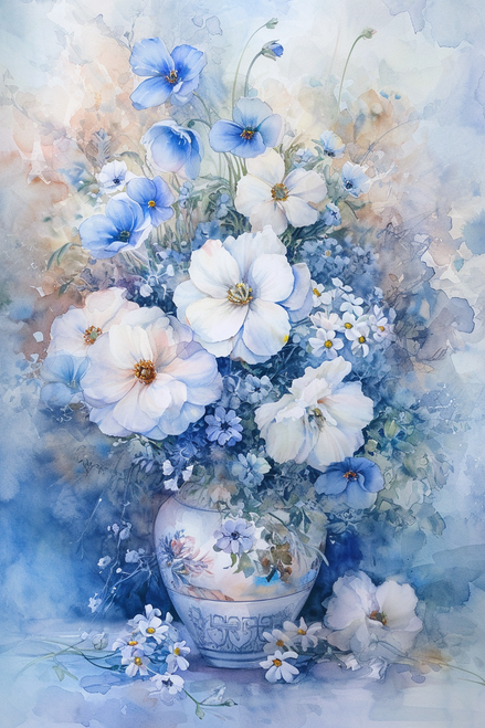 5D Diamond Painting Blue and White Flower Vase Kit