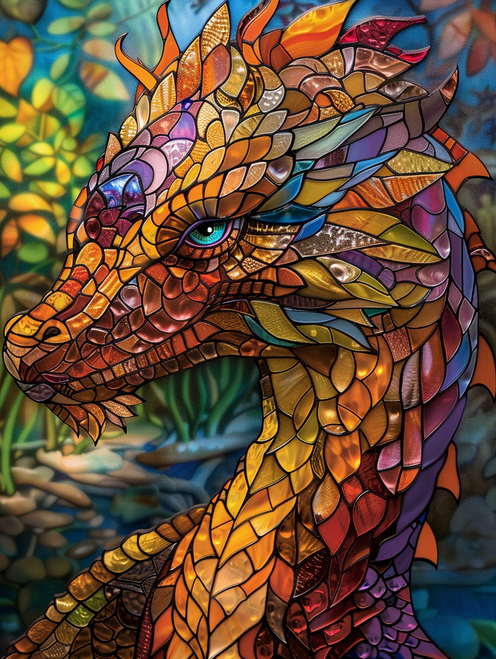 5D Diamond Painting Yellow and Red Scale Abstract Dragon Kit