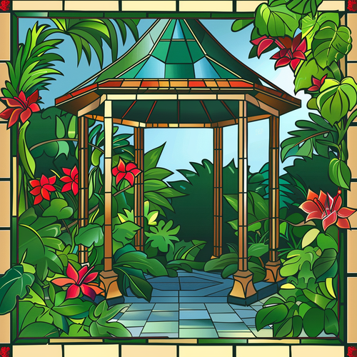 5D Diamond Painting Tropical Garden Gazebo Abstract Kit